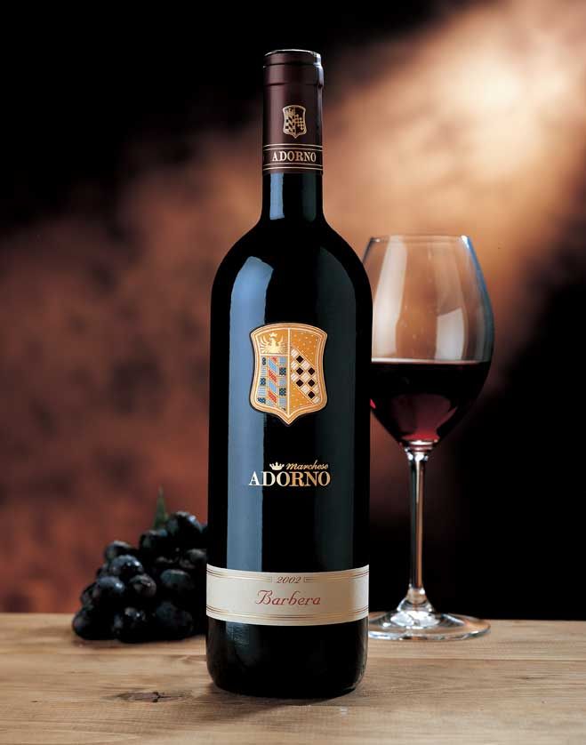 На фото итальянское красное вино Барбера