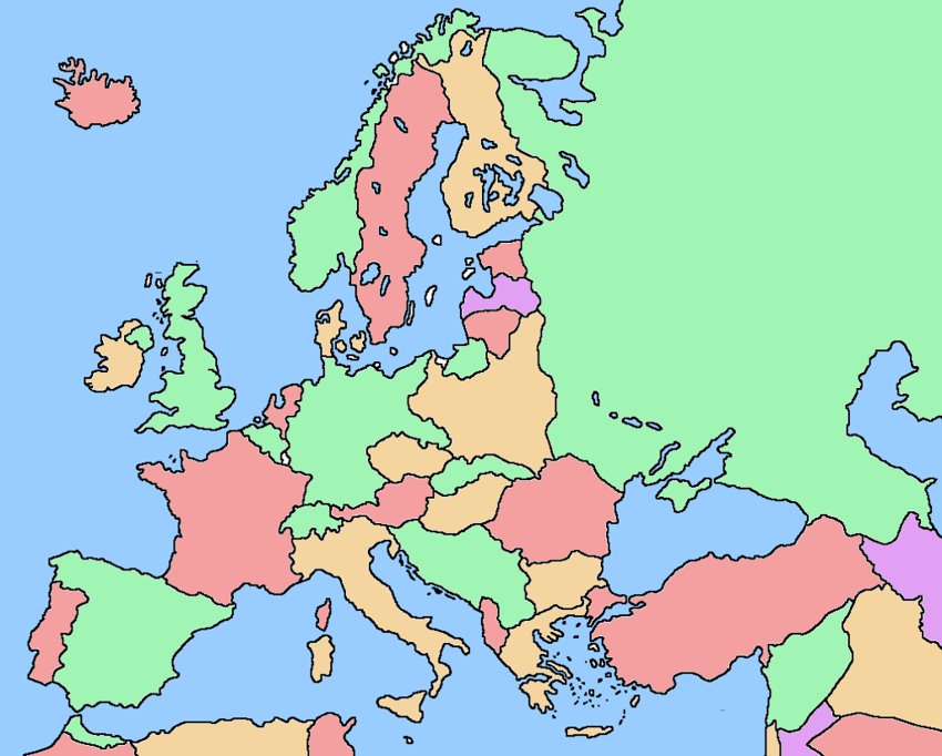 Схематичная карта Европы