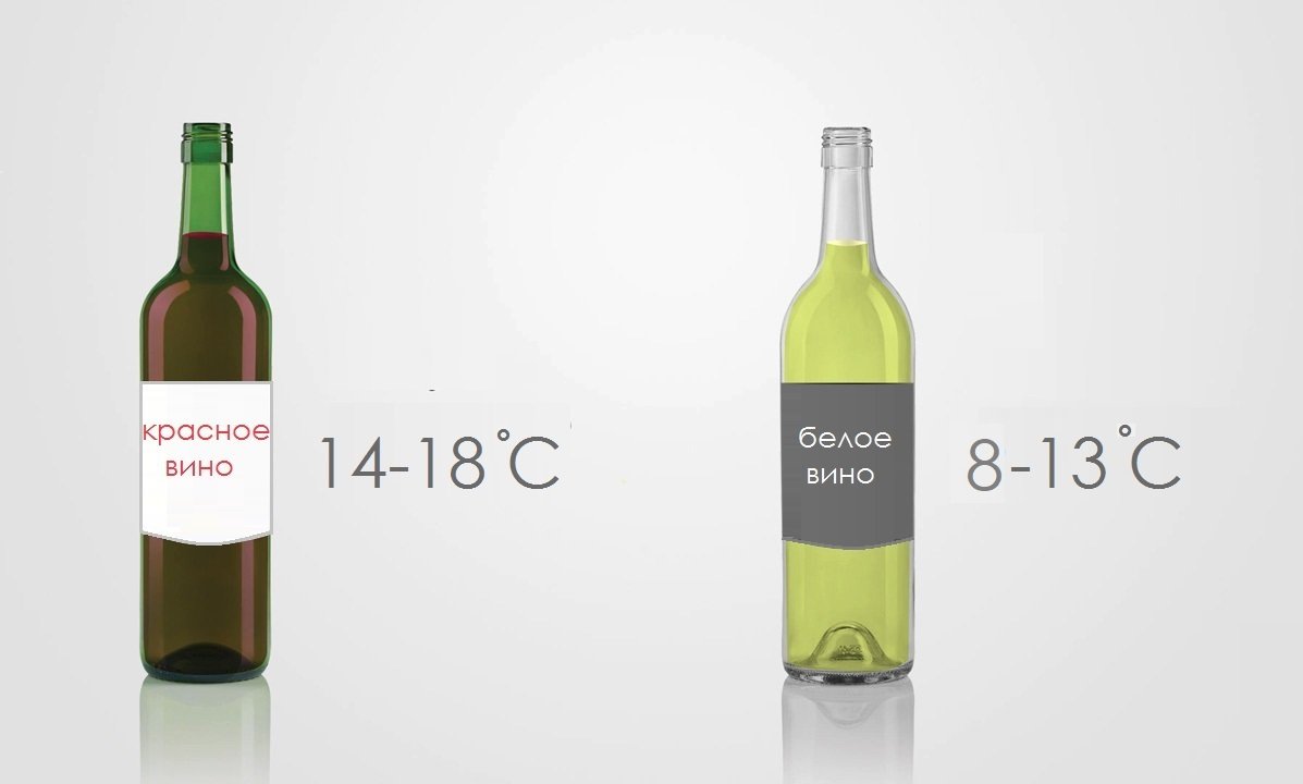 На картинке показано, какой температуры пьют вино