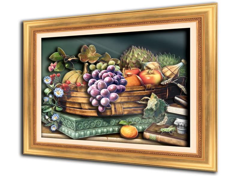 Натюрморт: фрукты и ягоды в корзине